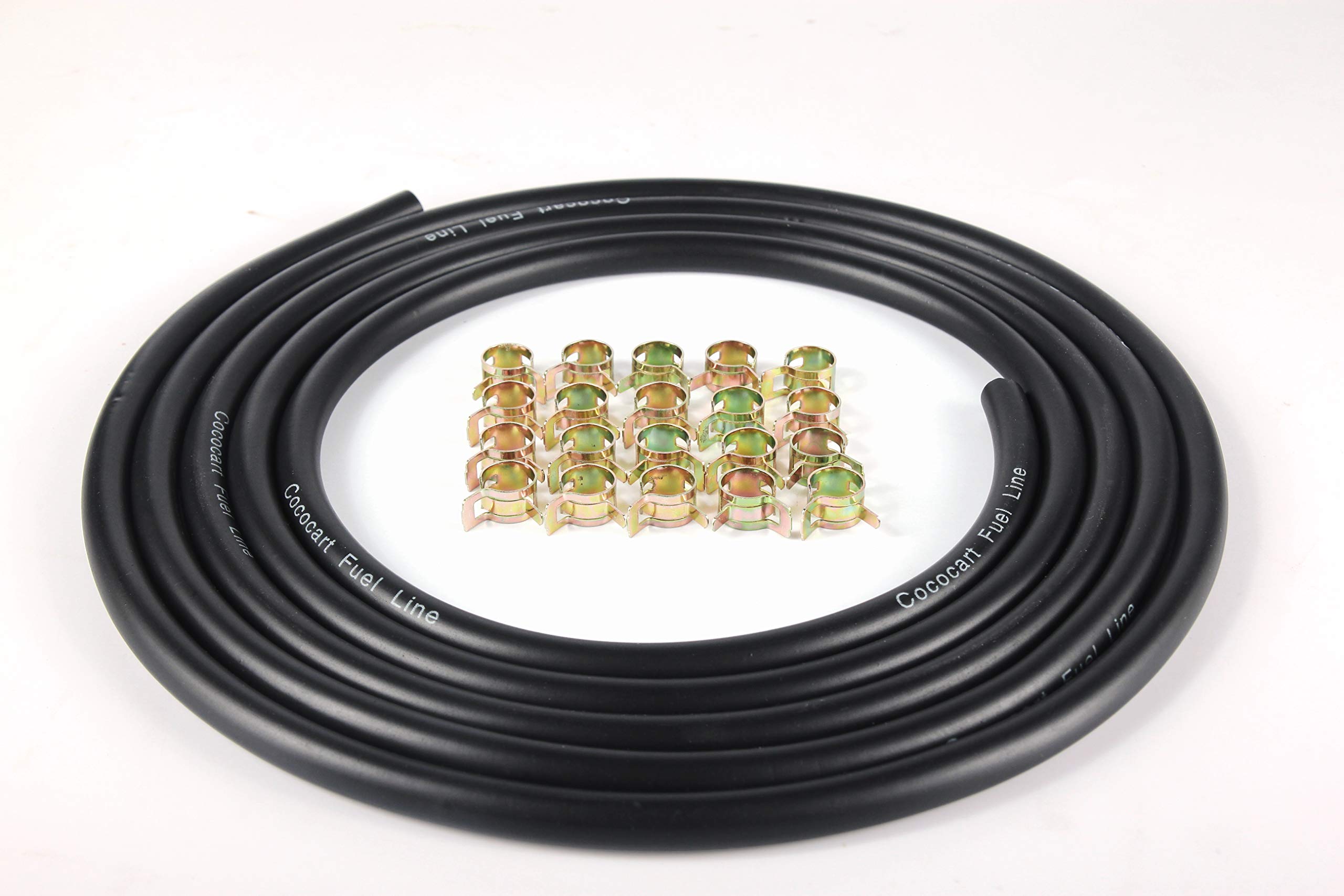 Cocomocart 10-Foot Length Stretchy 1/4 Inch Id Fuel Line+20Pcs 2/5' Id Hose Clamps For Kawasaki Kohler Briggs & Stratton Small Engines